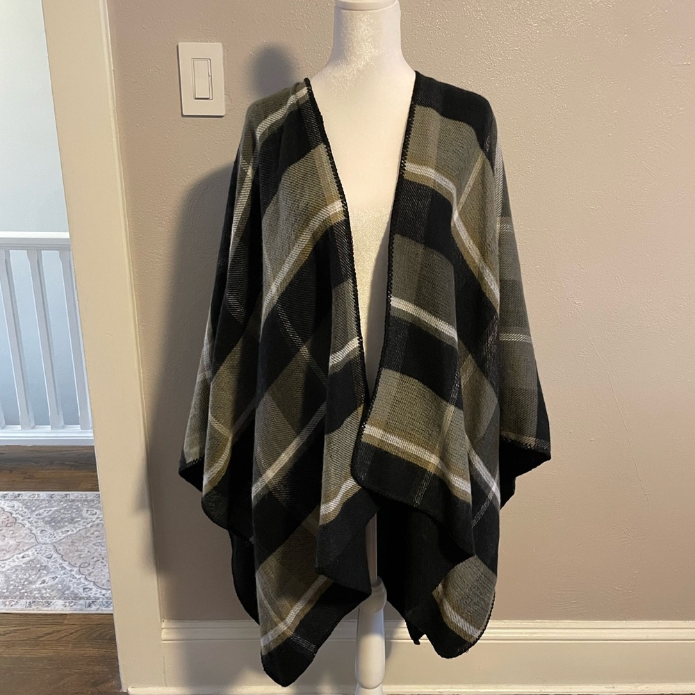 Plaid poncho